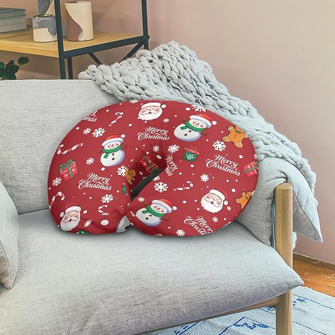 Nursing Pillow Cover Christmas Snowman Stretchy Removable Cover for Breastfeeding Pillows Elephant Soft Comfortable Slipcover Snug Fits On Infant Nursing Pillow