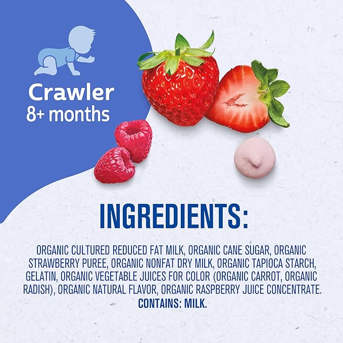 Gerber Stage 3 Baby Food Snacks, Red Berries Organic Yogurt Melts, Freeze Dried Yogurt and Fruit Snacks for Babies, Baby Led Feeding, 7-Pack