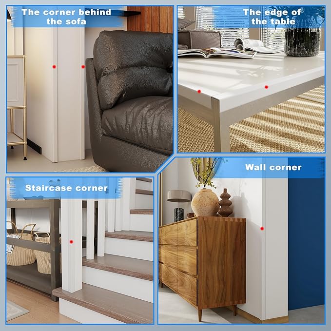 White Wall Corner Protector, 4Pcs, Length 35.4in, Width 0.79in - Self Adhesive Metal Corner Protector for Aluminum Trim molding, Cabinet Edge Guard, Easy to Install