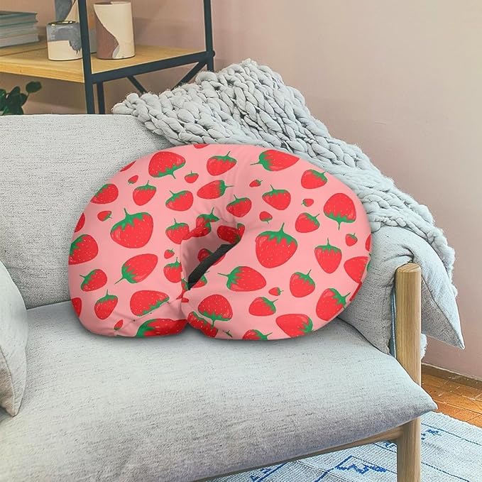 Cute Strawberry Pattern Nursing Pillow Cover for Baby Boy Girl Slipcover for Breastfeeding Pillows, Soft and Stretchy Safely Breastfeeding Pillow Cover Breathable and Washable
