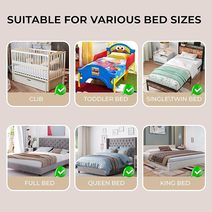 Bed rail for toddlers with adjustable high and foldable design for enhanced safety, Suitable for all mattress sizes toddler bed rails for cosleeping, Machine washable baby bed rail guard, Beige