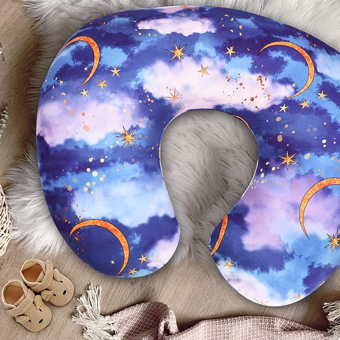 DILIMI Nursing Pillow Cover Stretchy Removable Cover for Breastfeeding Pillows, Ultra Soft Comfortable Slipcover for Baby Girl and Boy, Moon