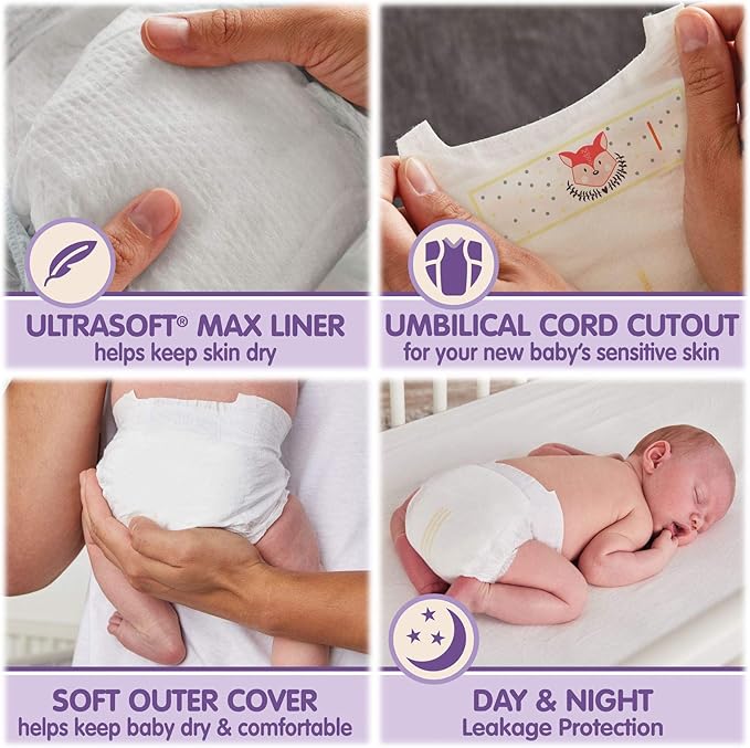 HAO M Mark Premium Baby Diapers - Size 1 (8-14 lbs) 176 Count W/Moist Towelettes