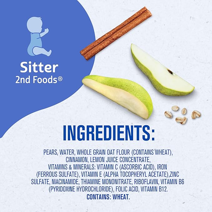 Gerber Stage 2 Baby Food, Pear Cinnamon Oatmeal Cereal Tubs, Iron Helps Support Brain Development, No Added Colors or Flavors, Baby Oatmeal, 16-Pack
