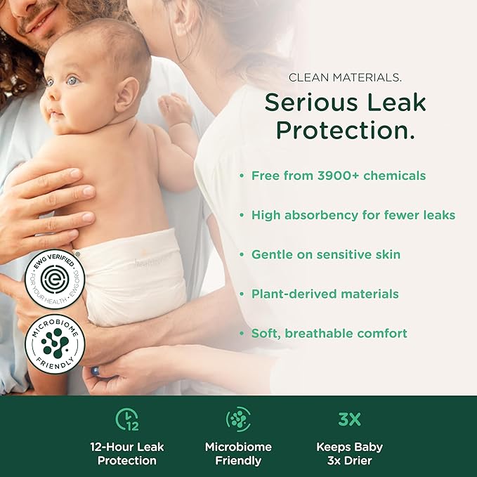 Our Diapers | The First EWG Verified & Microbiome-Friendly Diaper | Size 1 (7-14 lbs) 198 Count | 12-Hour Leak Protection | Made with Organic Cotton & Plant-Derived Materials | Totally Chlorine Free