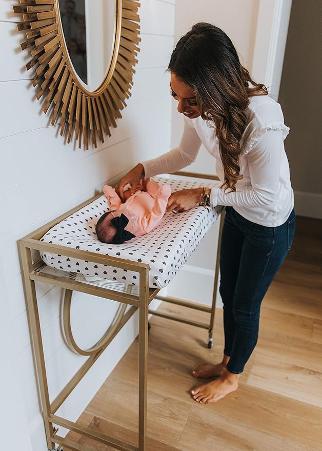 Premium Knit Diaper Changing Pad Cover Smitten by Copper Pearl