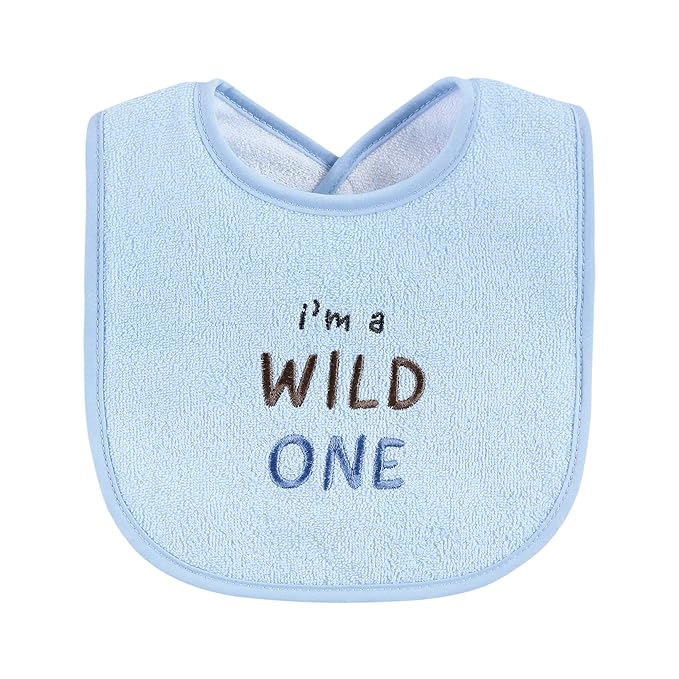 Hudson Baby Unisex Baby Cotton Terry Drooler Bibs with Fiber Filling, Wild One, One Size