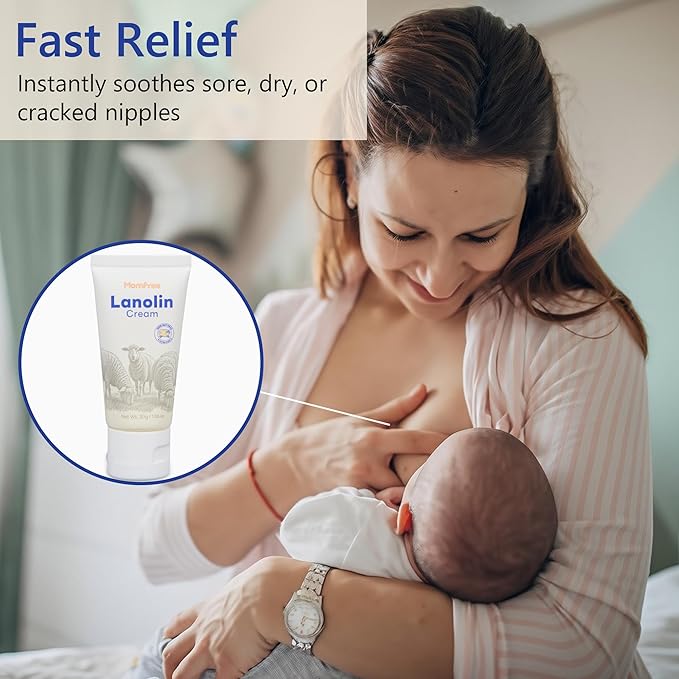 Nipple Cream Safe for Breastfeeding: Lanolin Nipples Balm 100% Natural | Sore Nipple Relief & Cracked | Soothing Protection for Nursing Moms - 30g/1.06oz