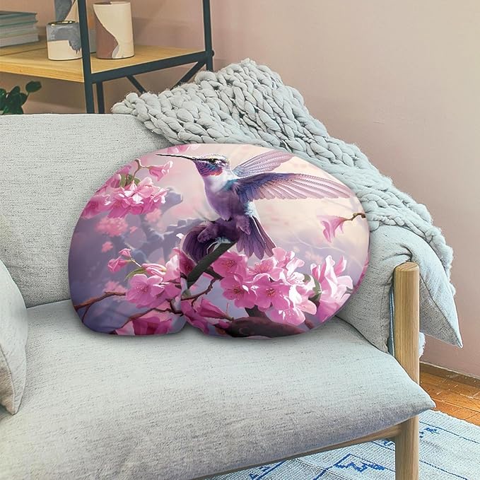 Forchrinse Hummingbird Plum Blossom Nursing Pillow Cover Floral Breastfeeding Pillow Slipcover Soft Stretch Pillow Cover for Breastfeeding
