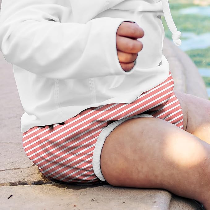 green sprouts Baby Toddler Eco Snap Swim Diaper - Coral Stripes - 4T