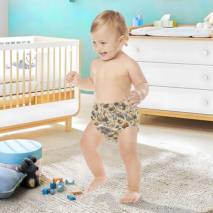 Baby Potty Training Shorts Leakproof Nighttime Training Pants for Toddler 5T Construction Scene Concrete Mixer Truck