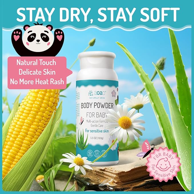 Baby Body Powder | Cornstarch + Lavender Pollen Formula, Gentle Care & Rash Prevention, Talc-Free, Soothing & Moisture-Absorbing, Newborn Essential, Suitable for Sensitive Skin, 100g/3.5oz (2pack)