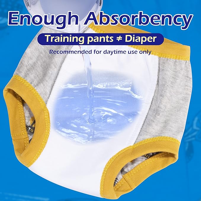 BIG ELEPHANT Potty Training Underwear, 100% Cotton Absorbent Unisex Toddler Pee Pants for Boys Girls
