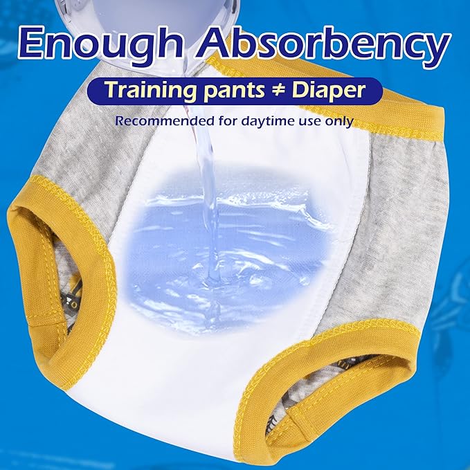 BIG ELEPHANT Potty Training Underwear, 100% Cotton Absorbent Unisex Toddler Pee Pants for Boys Girls