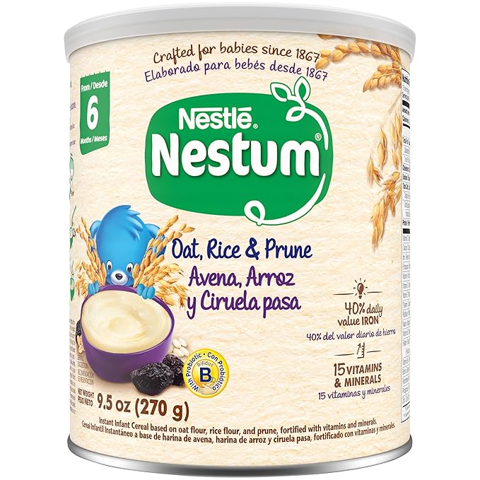 Nestum Nestle Infant Cereal Variety Pack, (2) 5 Cereals, (2) Oat, Rice & Prune, (2) Wheat & Fruits Variety Pack (6 Total Canisters) Multicolor