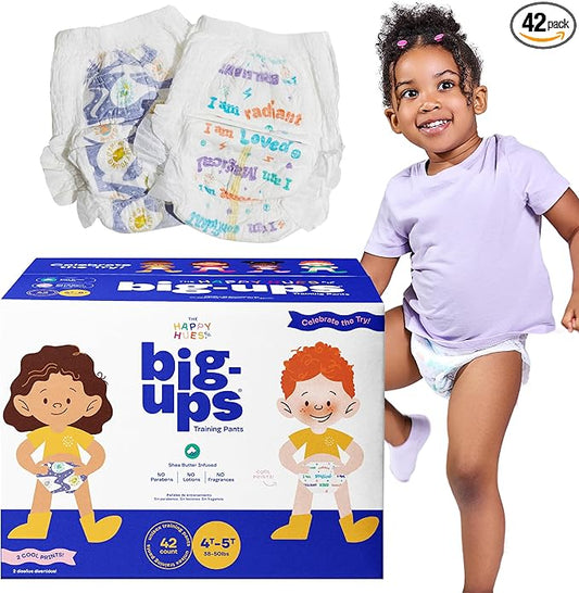 The Happy Hues Big-Ups Potty Training Pants 4T-5T (38-50 lbs) – Unisex Training Pants with Shea Butter Softness, Leak Protection & Easy-Tear Sides – Toddler Potty Training Pants - 42 Count