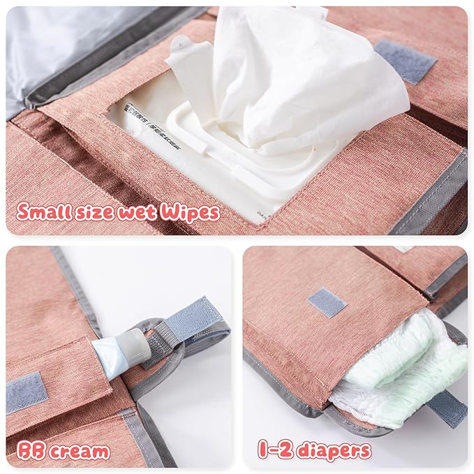 Portable Diaper Changing Pad, Large Foldable Baby Travel Changing Mat with Storage Pocket for Wipes & Diapers, for Nursery, Car, Outdoor Use (Park, Beach)