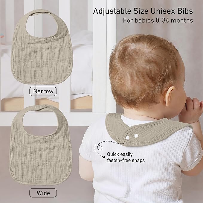 GLLQUEN BABY Muslin Drool Bibs for Boys Girls 6 Pack, Adjustable Baby Bibs for Drooling and Teething, Soft Cotton Baby Bandana Bib for Newborn Feeding Essentials (Muslin Sweetie)