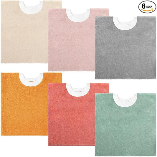 Foaincore 6 Pcs Pullover Baby Bibs Cotton Terry Toddler Absorbent Infant for Feeding and Drooling Towel Bib (Classic Colors)