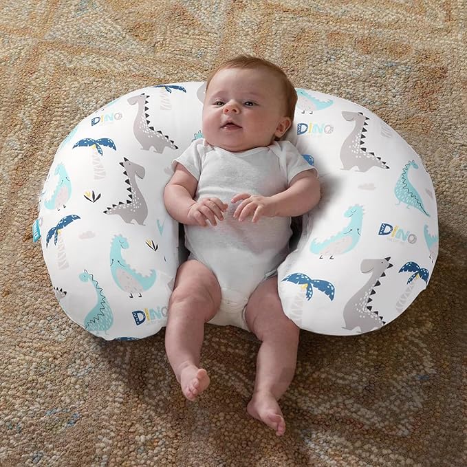 BROLEX Baby Nursing Pillow Covers: 2-Pack Soft Slipcovers for Breastfeeding Pillows - Comfortable Fabric, Fits Standard Nursing Pillows for Boys & Girls - Dinosaur Lion