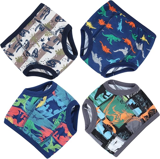 MooMoo Baby Training Underwear 4 Packs Absorbent Toddler Potty Training Pants for Boys and Girls-Cotton Animal Print 2T-6T