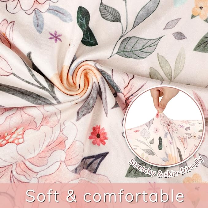 Baby Nursing Pillow Cover, Removeable Breastfeeding Pillow Slipcover, Nursing Pillow Case for Newborn Boys Girls, Soft Fabric Fits Snug On Infant, Washable & Breathable, Yellow Pink Flowers