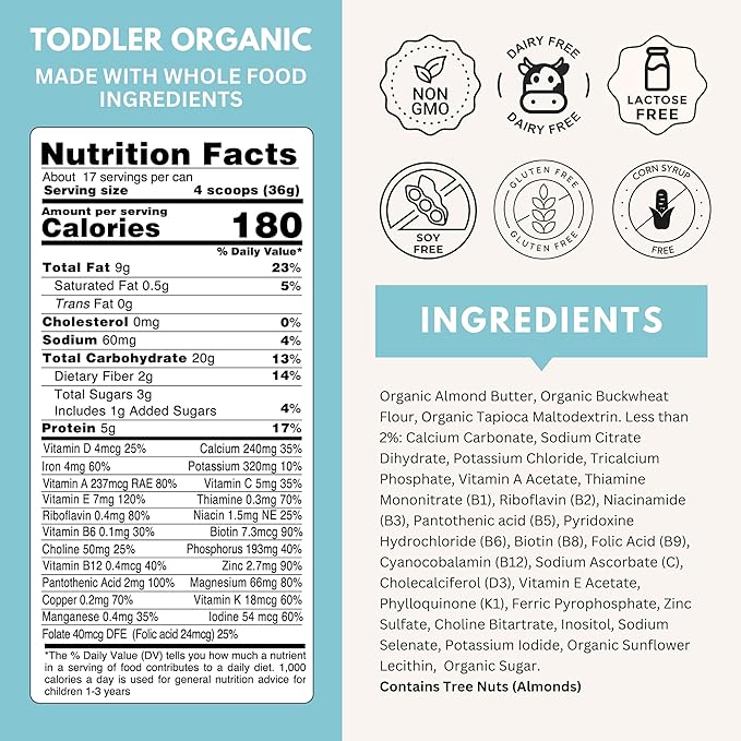 Else Nutrition Organic Toddler Formula, Plant-Based Original Nutritional Drink 12–36 Months Dairy & Soy Free, Supports Immunity & Balanced Growth, 20+ Essential Vitamins | Made in US (22oz, Pack of 1)