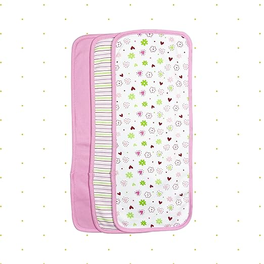 Spasilk Baby 3 Pack 100% Cotton Burp Cloths for Newborn Boys and Girls, Pink Flower, One Size
