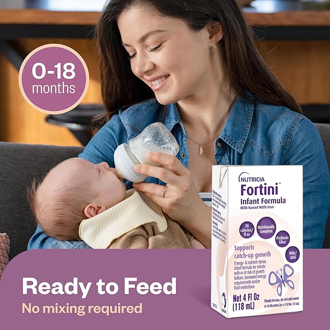 Nutricia Fortini Infant Formula - Milk-Based Baby Formula for Energy & Growth Support - Ready-to-Feed & Nutrient-Dense Baby Formula with Iron for Energy - 4 fl oz carton (30 Pack)