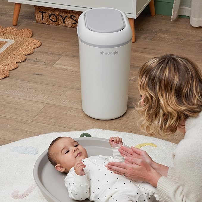 Eco-Touch Baby Nappy Diaper Bin - Odor Lock Airlock, No Costly Refills, 10L Capacity, Recyclable, Use Any Bag - White Nursery Diaper Pail