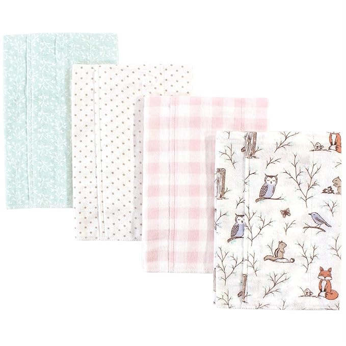 Hudson Baby Unisex Baby Cotton Flannel Burp Cloths, Enchanted Forest, One Size