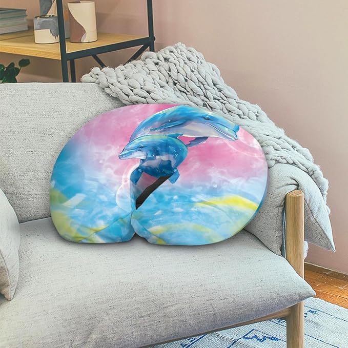 Forchrinse Blue Dolphin Tie Dye Baby Nursing Pillow Cover Soft Polyester Nursing Breastfeeding Pillow Slipcover for Girls Boys