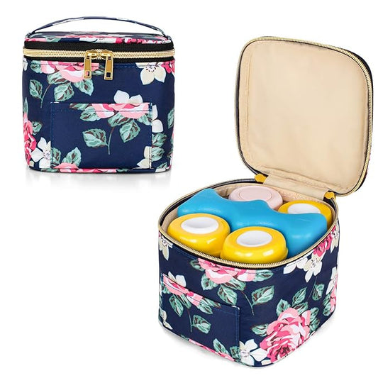 Teamoy Breastmilk Cooler - Bottle Bag for 4 Large 5 Oz Bottles, Perfect for Working Moms, Peony