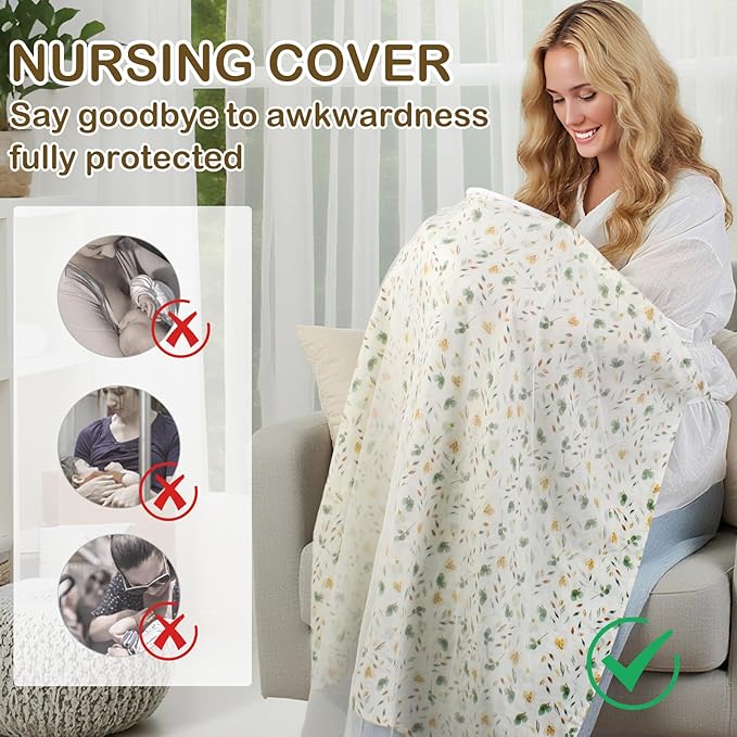 Muslin Nursing Cover for Breastfeeding,Breathable Breastfeeding Cover, Privacy Breastfeeding Cover Nursing Apron, Lightweight & Ventilated Breastfeeding Cover,Multi-use Stroller Cover