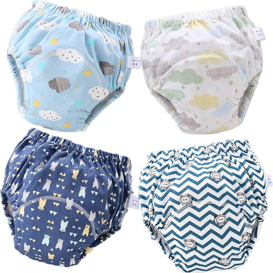 4 Pack Baby Toddler Potty Training Pants Layered Cotton Training Underwear for Toddlers Girls Boys