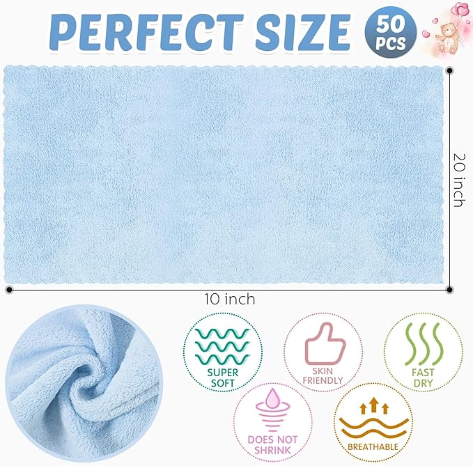 Newwiee 50 Pack Baby Burp Cloths 20''x10'' Absorbent Burping Cloths for Girl Boy Large Baby Rags Towels for Newborn Essential(Colorful)