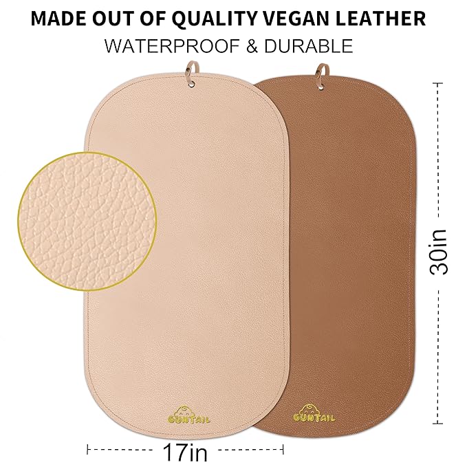 Portable Baby Diaper Changing Mat,Soft Faux Leather, Wipeable & Easy to Clean,for Home or Travel, Waterproof, with Storage Strap,Easily Put into Diaper Bag,30 x 17 in (Beige & Coffee)