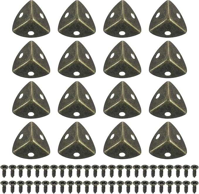 uxcell 32 Pcs Metal Box Corner Protectors 1.18"x0.79" Table Corner Guards Decorative with Mounting Screws for Storage Box Cabinets Wooden Chest, Bronze