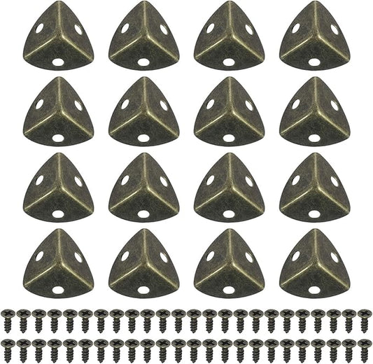 uxcell 32 Pcs Metal Box Corner Protectors 1.18"x0.79" Table Corner Guards Decorative with Mounting Screws for Storage Box Cabinets Wooden Chest, Bronze