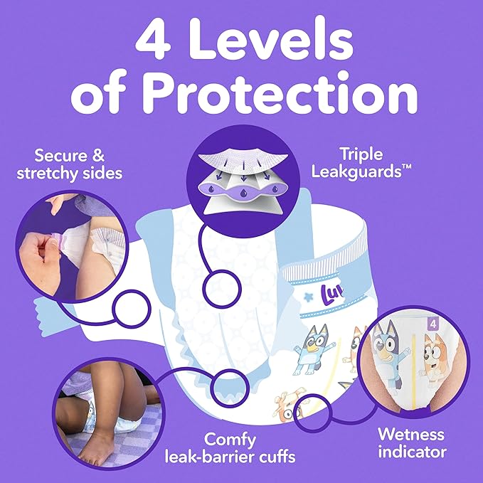 Luvs Diapers - Size 6, 144 Count, Bluey Platinum Protection Baby Diaper