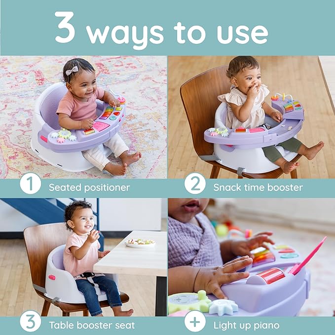 Infantino Music & Lights 3-in-1 Discovery Seat & Booster, Interactive Toddler Seat for Dining Table or Kitchen Chair, Baby Activity Center & Snack Tray, 20 Sounds & Songs, Lightweight Baby Essentials