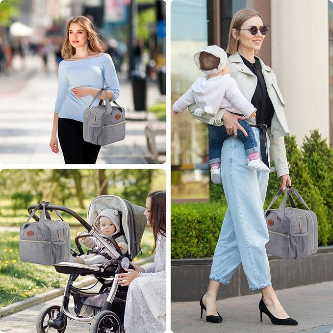 PIIOSER Breastmilk Cooler Travel Bag with Ice Pack, Compatible with Wearable Breast Pumps & Accessories - Portable Hands Free Breast Pump Carrying Case for Nursing & Working Moms, Grey