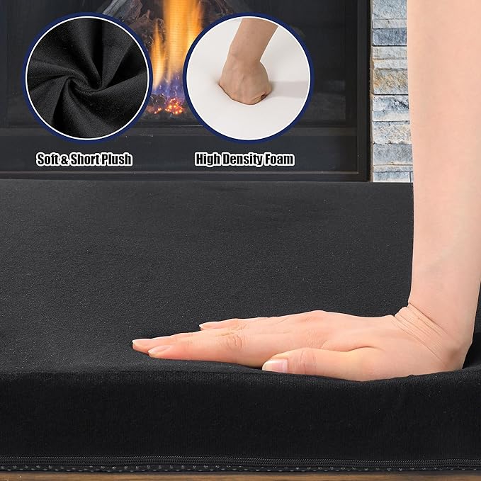 MABOZOO 2-Inch Thick Hearth Cushions for Fireplaces, Fireplace Baby Proofing Seat Edge Cushion with Removable Fireproof Cover, Sponge Fireplace Mat for Children Proofing