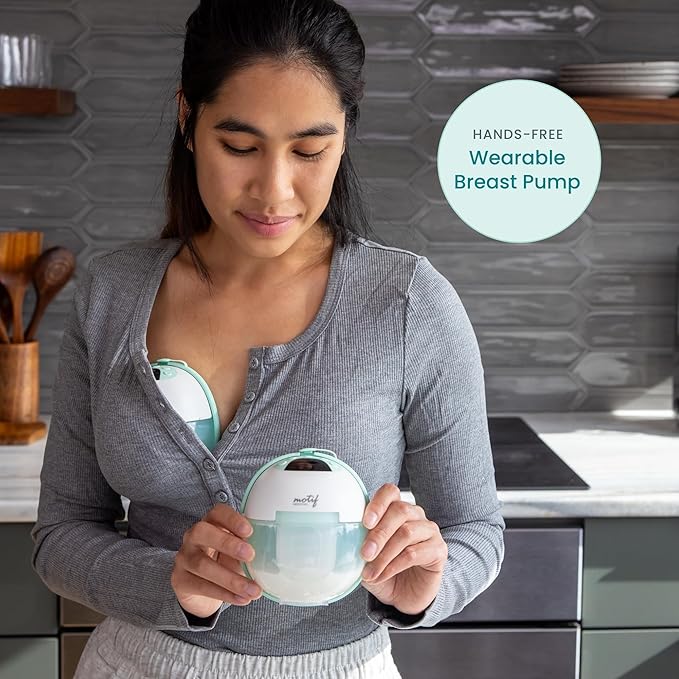 Motif Medical Aura Glow Hands-Free Breast Pump for Breastfeeding - Portable Breast Pump w/Inbuilt Nightlight & Wet-Dry Bag - Lightweight, Wireless Hospital Grade Pump w/ 5 Flange Sizes