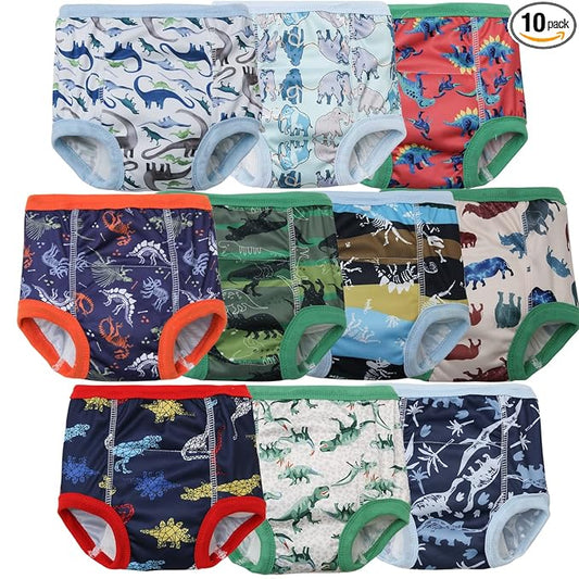 Joyo roy 10Pcs Strong Absorbent Toddler Potty Training Underwear 5T Soft Thick Padded Leakproof Toilet Training Pants Boys Underwear Size 5 Comfortable Snug Fit Washable Waterproof Big Kid Pee Pants