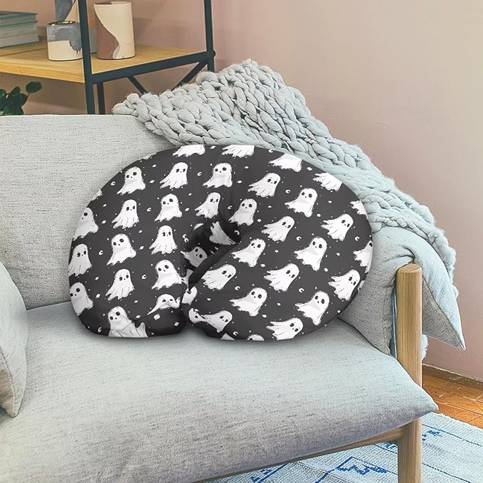 Cute White Ghost Nursing Pillow Cover for Baby Boy Girl Ultra Soft Comfortable Newborn Nursing Pillow Case Easy to Use and Dustptoof Halloween Decor