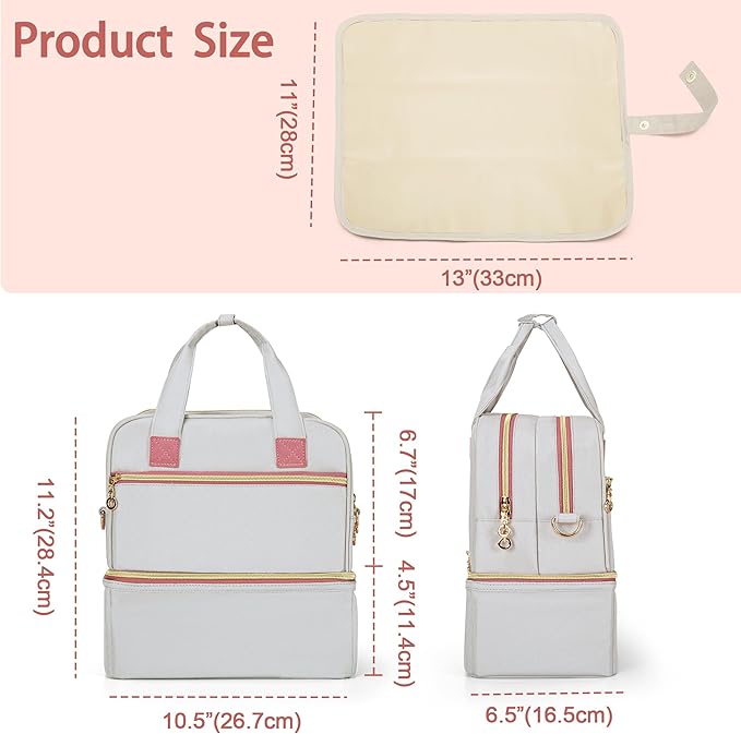 Damero Wearable Breast Pump Bag with Cooler Compartment Compatible with Elvie, Willow and Medela Electronic Pumps, Wearable Pump Tote with Waterproof Mat for Working Moms