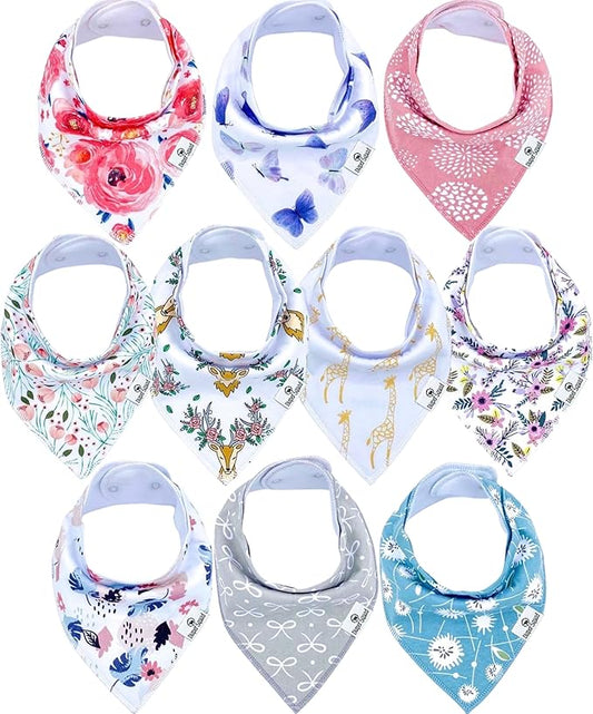 DiaperSquad's 100% Organic Cotton Baby Drool Bibs, Super Absorbent & Adjustable Baby Bibs for Drooling and Teething