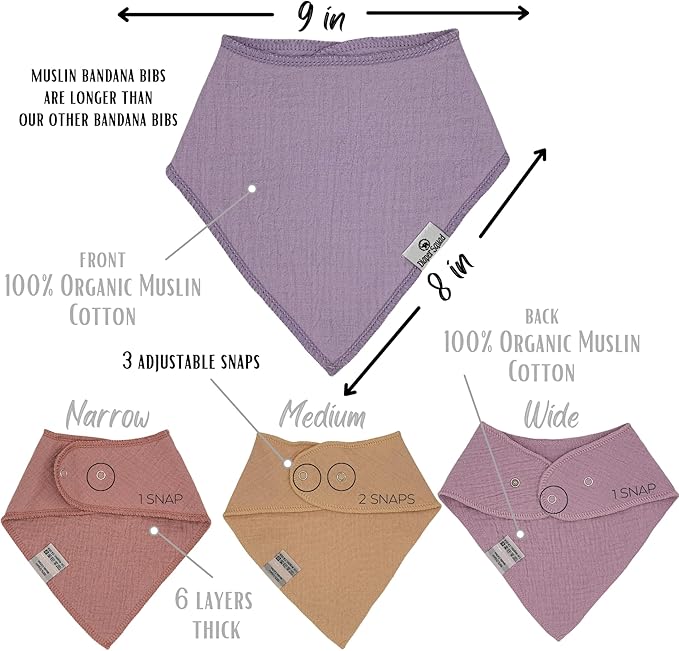 DiaperSquad's 100% Organic Cotton Baby Drool Bibs, Super Absorbent & Adjustable Baby Bibs for Drooling and Teething