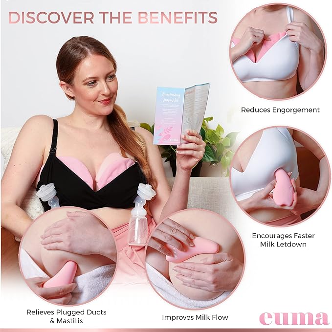 Breast Massager for Breast Feeding Essentials New Mom - Vibrating Lactation Massager with Heat and Breast Therapy Pads: Improve Milk Flow, Clogged Milk Duct Relief, Mastitis, and Engorgement
